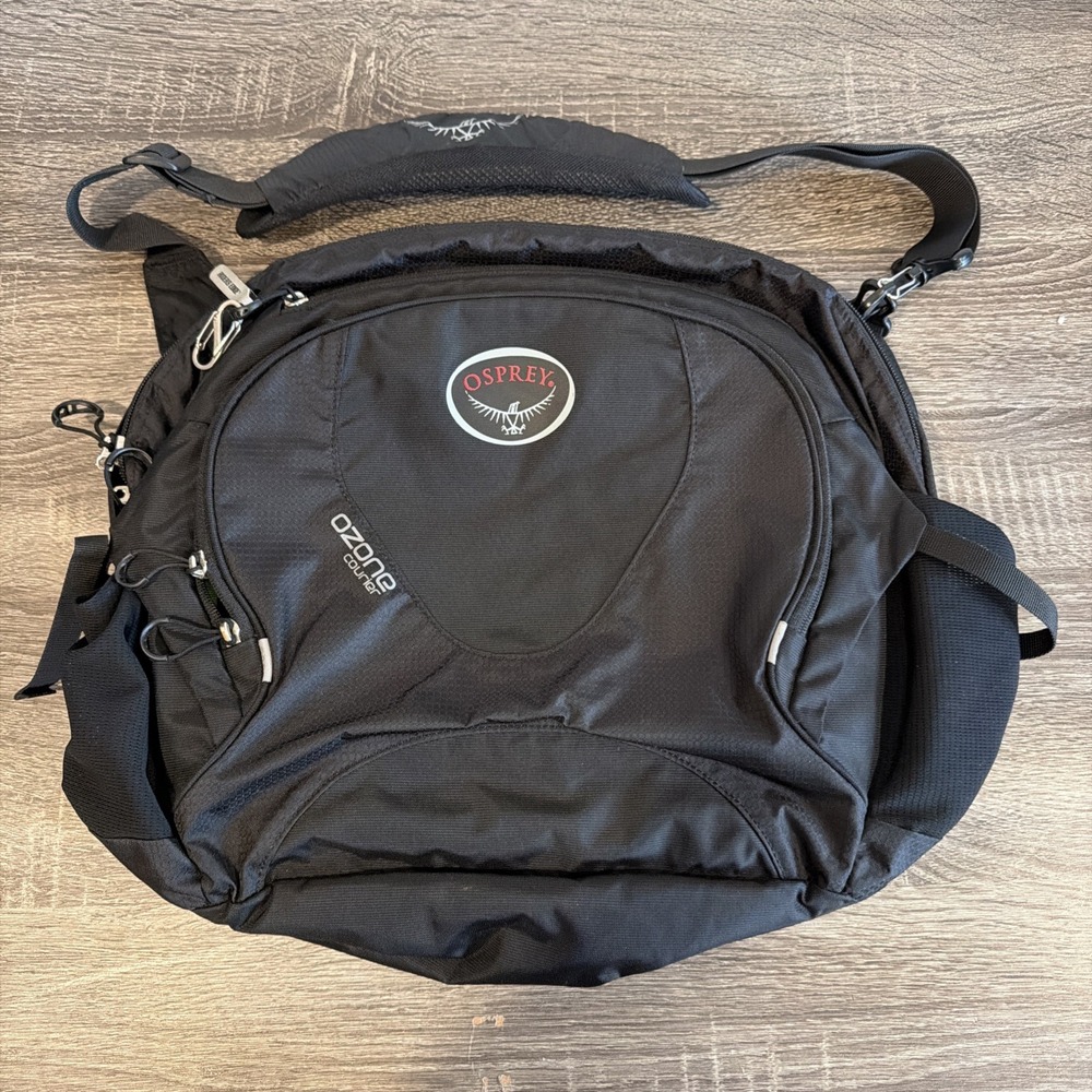 Osprey Ozone Courier Bag Black Bright Green Laptop Messenger for Travel Carry-On